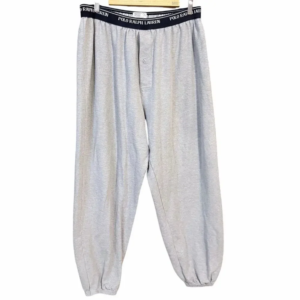 Vintage mens polo Ralph Lauren 100% cotton gray lounge sweatpants XL Israel made